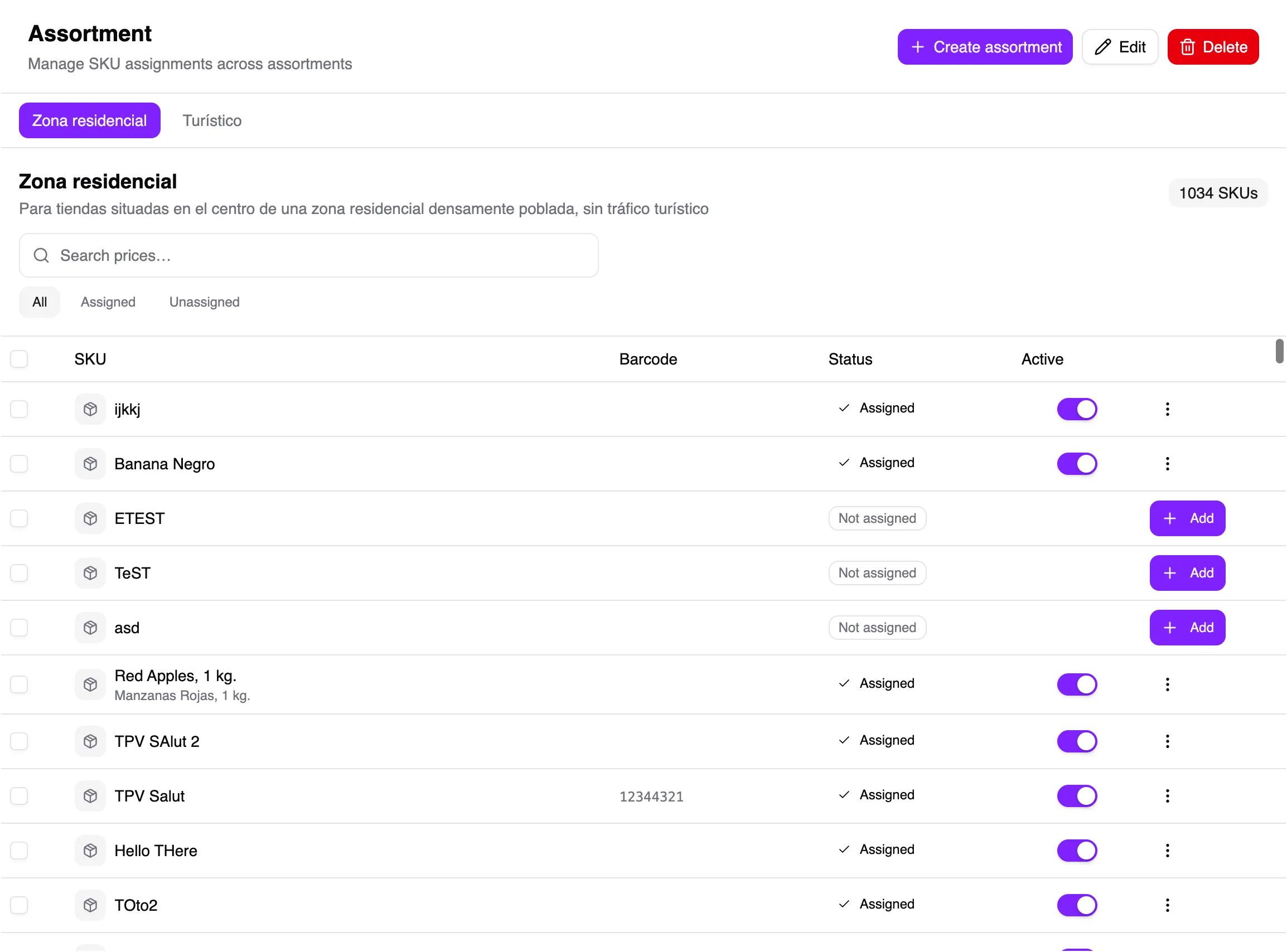 Assigning products within an assortment